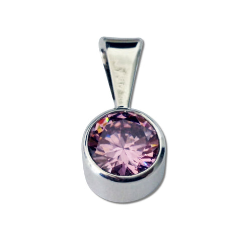 Round CZ Pendant - 8mm- 5 Colors Available