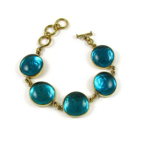 Tumbaga & Glass Bracelet - Aqua