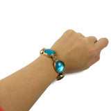 Tumbaga & Glass Bracelet - Aqua